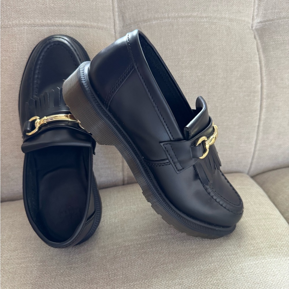 Dr. Martens Adrian Snaffle Black leather Loafers with Gold Detail Unisex M6 /W 7 - Picture 10 of 15